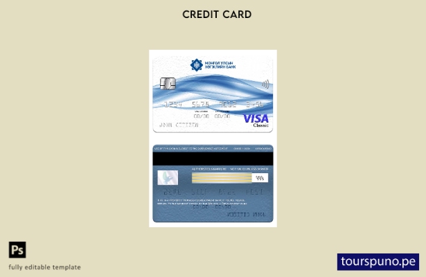 lista para imprimir plantilla de tarjeta clásica de visa del Banco de Desarrollo
